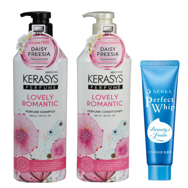 Kerasys Perfume Lovely Romantic Shampoo + Condicionador 600ml (Grátis SENKA - Perfect Whip A 50g)